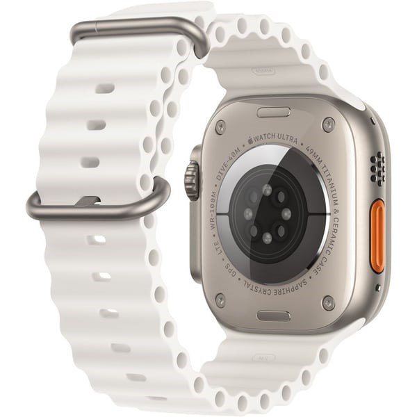 "Buy Online  Apple Watch Ultra GPS + Cellular 49mm Titanium Case with White Ocean Band Watches"