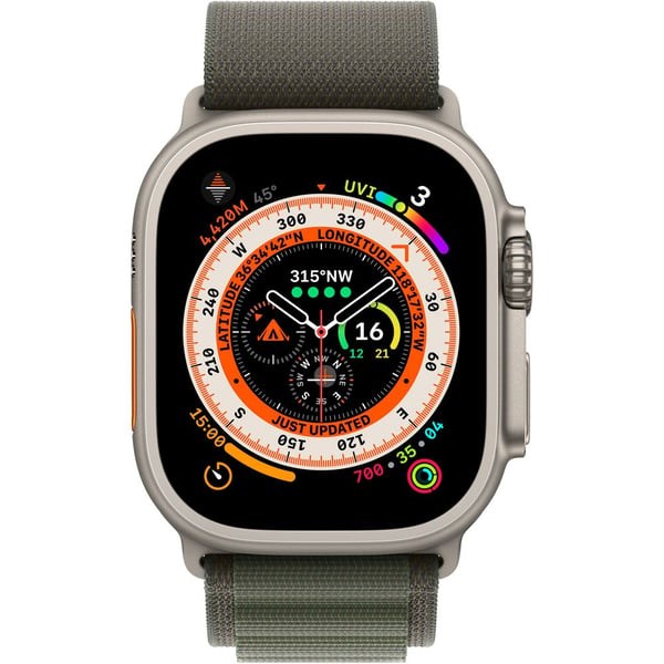 "Buy Online  Apple Watch Ultra GPS + Cellular 49mm Titanium Case with Green Alpine Loop -Small Watches"