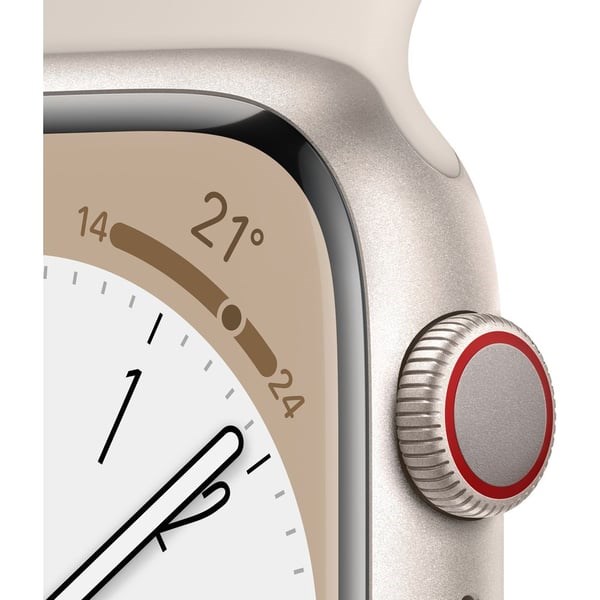 "Buy Online  Apple Watch Series 8 GPS + Cellular 45mm Starlight Aluminium Case with Starlight Sport Band - Regular Watches"