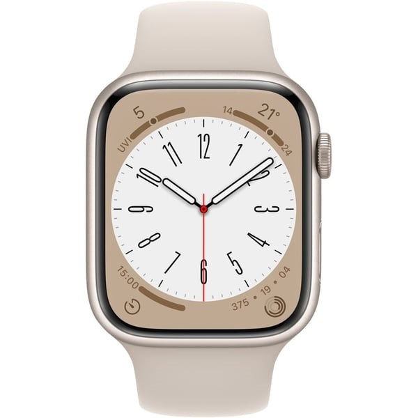 "Buy Online  Apple Watch Series 8 GPS 45mm Starlight Aluminium Case with Starlight Sport Band - Regular Watches"