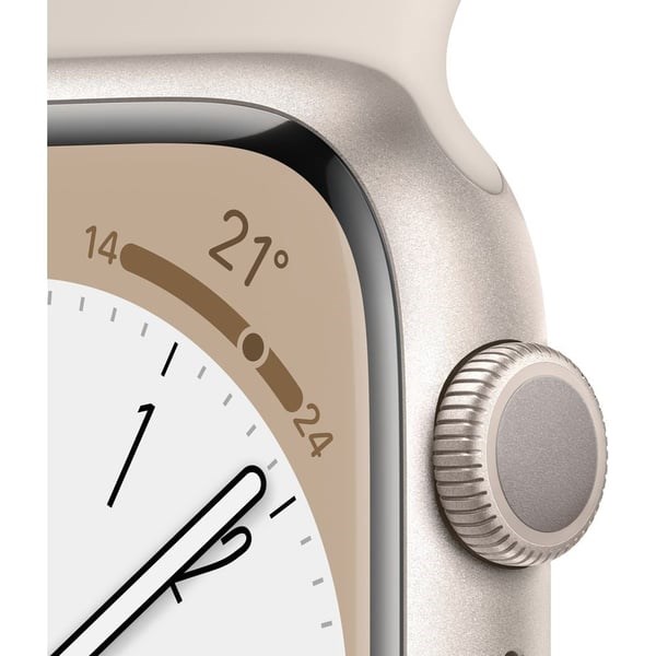 "Buy Online  Apple Watch Series 8 GPS 45mm Starlight Aluminium Case with Starlight Sport Band - Regular Watches"