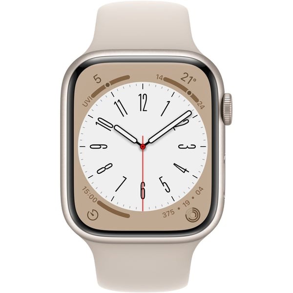 "Buy Online  Apple Watch Series 8 GPS 41mm Starlight Aluminium Case with Starlight Sport Band - Regular Watches"