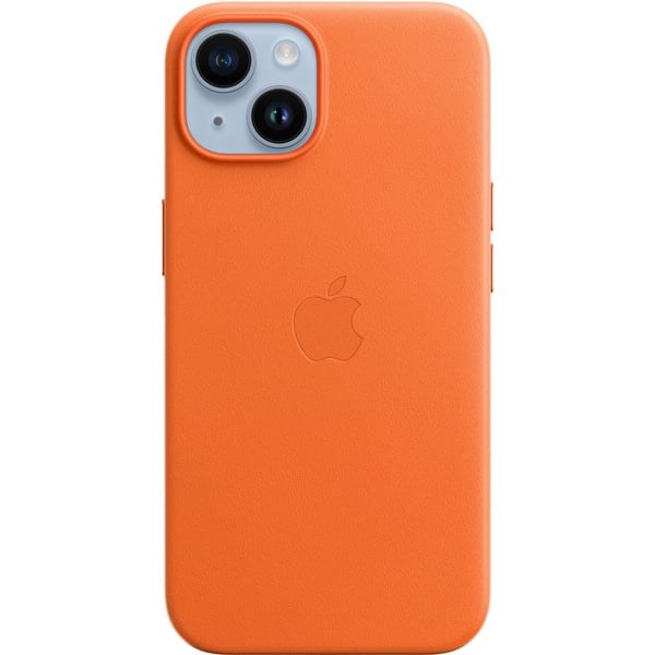 "Buy Online  iPhone 14 Leather Case with MagSafe - Orange MPP83ZEA Mobile Accessories"