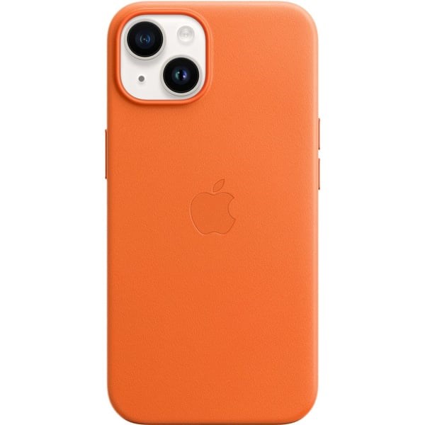 "Buy Online  iPhone 14 Leather Case with MagSafe - Orange MPP83ZEA Mobile Accessories"