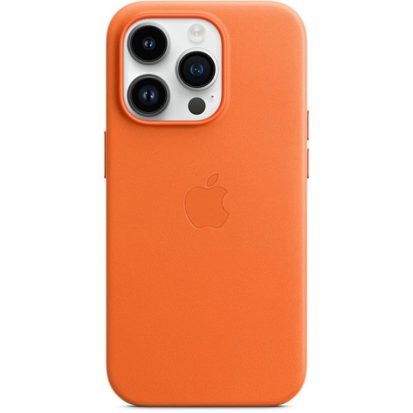 "Buy Online  iPhone 14 Plus Leather Case with MagSafe - Orange MPPF3ZEA Mobile Accessories"