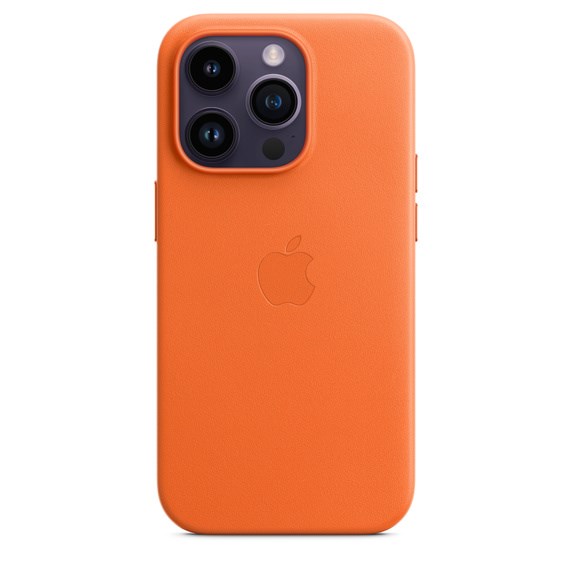"Buy Online  Apple iPhone 14 Pro Leather Case with MagSafe - Orange MPPL3ZEA Mobile Accessories"