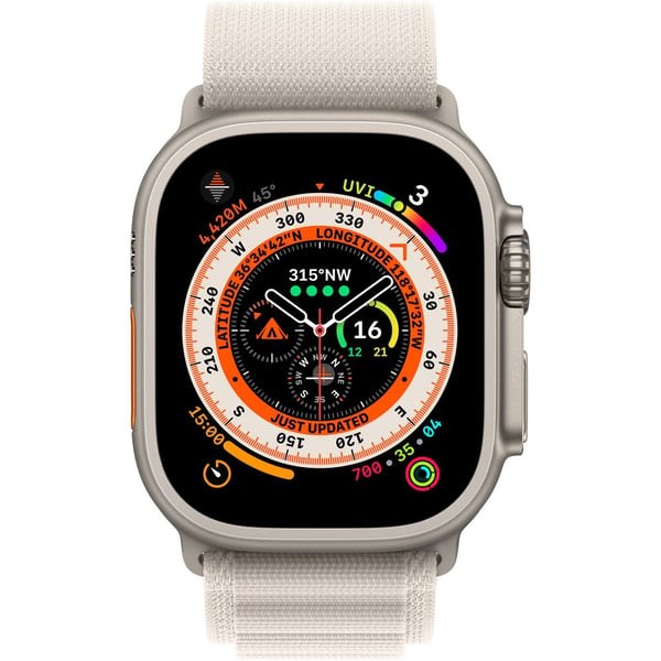 "Buy Online  Apple Watch Ultra GPS + Cellular 49mm Titanium Case with Starlight Alpine Loop - Small Watches"
