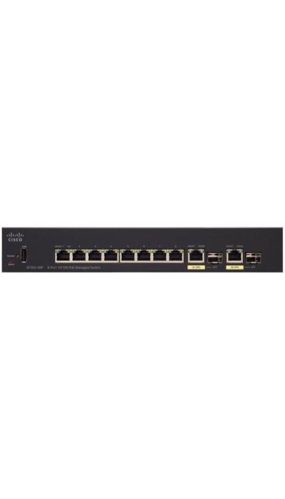 "Buy Online  Cisco SF35208P Managed Switch | 8 10/100 Ports | 62W PoE | 2 Gigabit Ethernet (GbE) Combo SFP | Limited Lifetime Protection (SF35208PK9UK) Networking"
