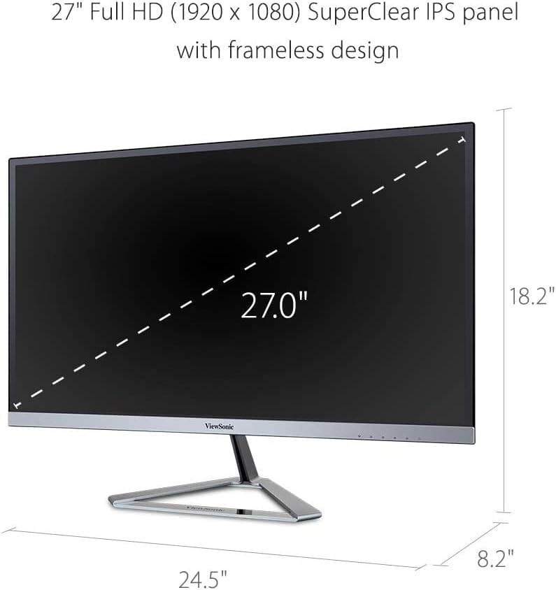 "Buy Online  VIEWSONIC VX2776-SH  27 Inch Full HD IPS Monitor| Frameless Design| 75Hz Refresh| Multiple Inputs Display"
