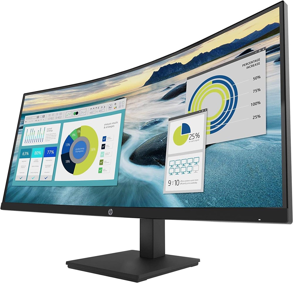 "Buy Online  HP P34HC G4 34inch WQHD Curved Screen Edge LED LCD Monitor - Vertical Alignment - 3440 x 1440 - 250 Nit - 100 Hz RR - HDMI - Display Port Display"