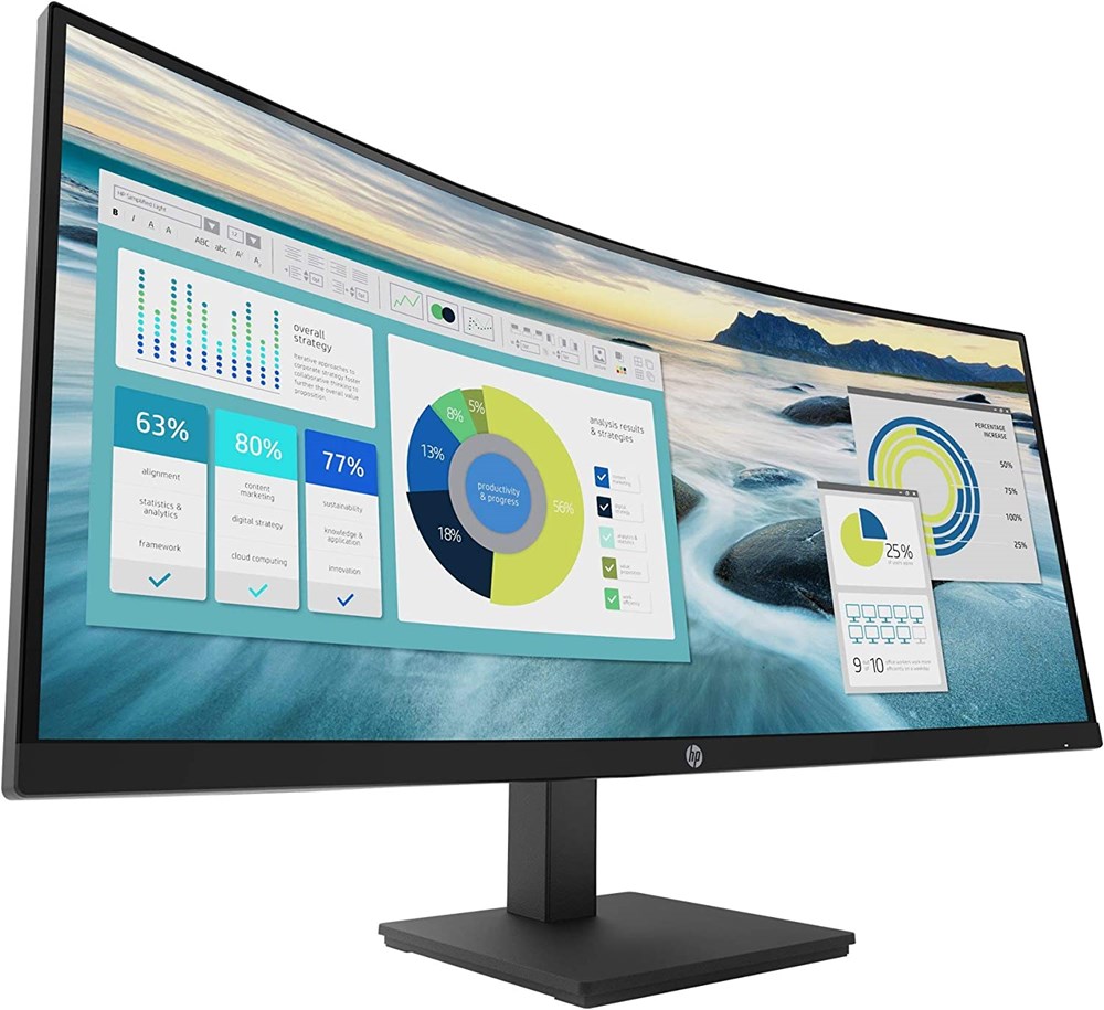 "Buy Online  HP P34HC G4 34inch WQHD Curved Screen Edge LED LCD Monitor - Vertical Alignment - 3440 x 1440 - 250 Nit - 100 Hz RR - HDMI - Display Port Display"