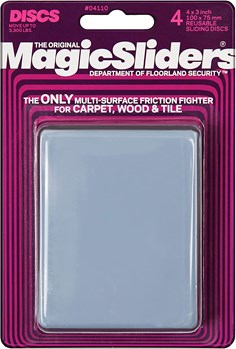 Magic Sliders 04110 - 4 x 3inches disc- Self-adhesive Furniture Disc Pad Sliders (4 pack) (Grey)