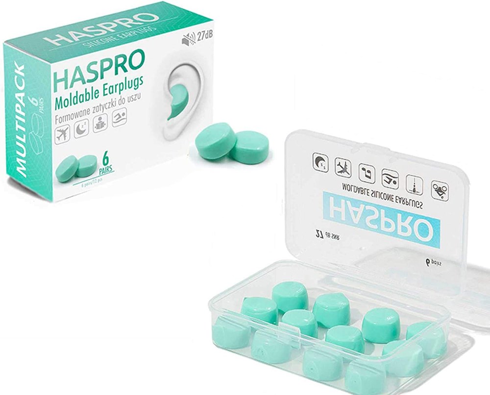 "Buy Online  HASPRO [6-Pair Pack] Soft Silicone Earplugs for Sleeping I Swimming & Bathing I Anti-Snoring I Noise Cancelling Reusable Earplugs- Adults & Children (Mint) Hearing Protection"