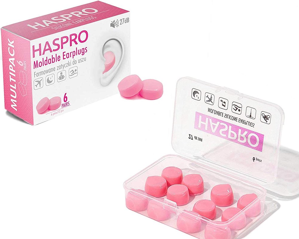 "Buy Online  HASPRO [6-Pair Pack] Soft Silicone Earplugs for Sleeping I Swimming & Bathing I Anti-Snoring I Noise Cancelling Reusable Earplugs- Adults & Children (Pink) Hearing Protection"