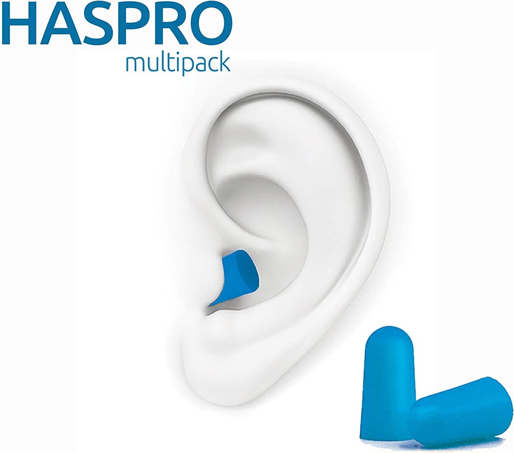 "Buy Online  HASPRO Ultra Soft Foam Earplugs I Best Earplugs for Noise Canceling I Snoring I Work I DIY I Noise Reduction SNR 38dB (Pack of 10 I Blue) Hearing Protection"