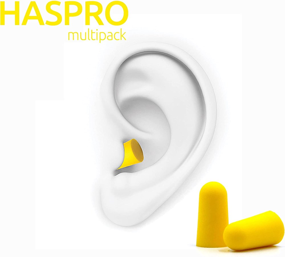 "Buy Online  HASPRO Ultra Soft Foam Earplugs I Best Earplugs for Noise Canceling I Snoring I Work I DIY I Noise Reduction SNR 38dB (Pack of 10 I Yellow) Hearing Protection"
