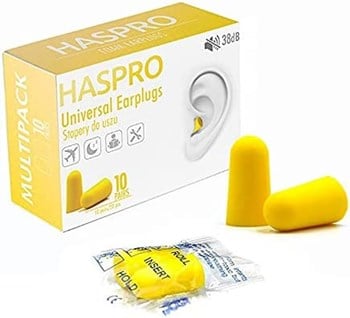 HASPRO Ultra Soft Foam Earplugs I Best Earplugs for Noise Canceling I Snoring I Work I DIY I Noise Reduction SNR 38dB (Pack of 10 I Yellow)