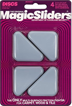 Magic Sliders 04557 - Self-Adhesive  2x2x2-1/2inches Triangle Furniture Sliding Discs (4 pack) (Gray)