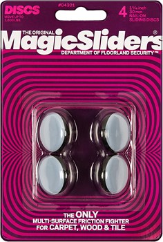 Magic Sliders 04301- 1-3/16-Inch Round Furniture Glide  Nail On Sliding Disc (4 pack) (White)
