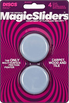 Magic Sliders 04050- Self-Adhesive 2inches Round Furniture Sliding Discs (4 Pack) (Gray)