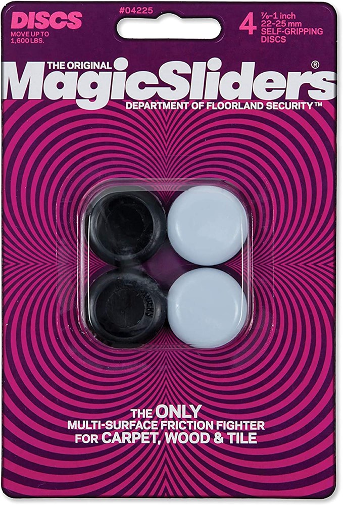 "Buy Online  Magic Sliders 4225- Self-Gripping 7/8-1 Inch Round Furniture Sliding Discs (4 pack)(White/Black) Home Appliances"