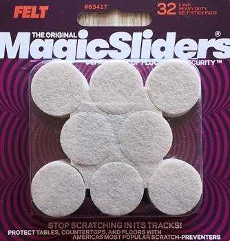 Magic Sliders 63417- Magic Felt 1inch Round Self Stick Furniture Pads (32 Pack) (Oatmeal)