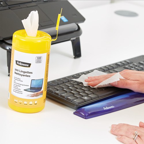 "Buy Online  Fellowes SURFACE CLEANER WIPES TUB - 100 wipes Office Supplies"