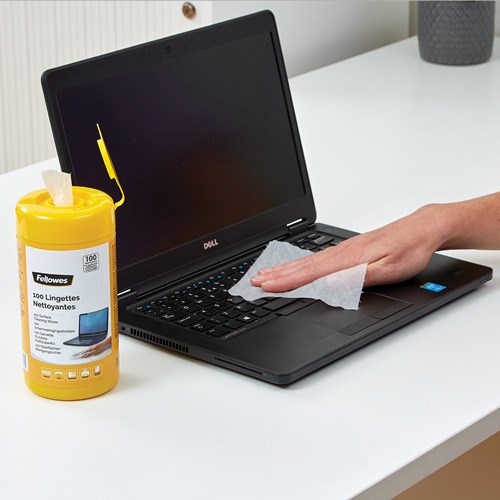 "Buy Online  Fellowes SURFACE CLEANER WIPES TUB - 100 wipes Office Supplies"