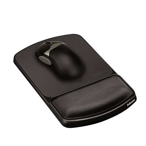 "Buy Online  Fellowes Permium Gel  WRIST SUPPORT WITH MOUSE  PAD -  Graphite Office Supplies"