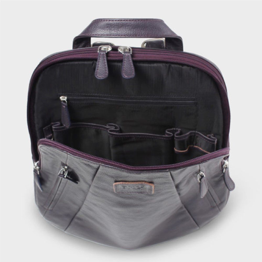 "Buy Online  Kibitzer Premium Leather Backpack - Purple Accessories"